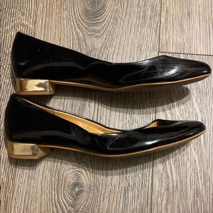 Jcrew black gold heel flats (8.5)